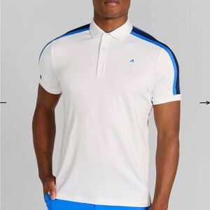 Men's White and Blue Polo Golf Shirt- Sevigne Polo In Bright White